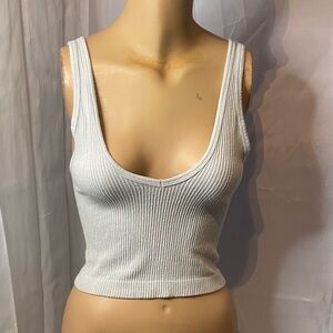 White Ribbed Tank Top